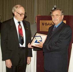 Ron Greene presenting the J. D. Ferguson Award to Dick Dunn